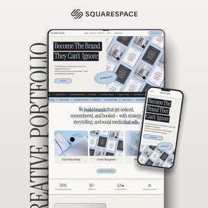 Squarespace Template | Creative Agency & Virtual Assistant Portfolio – Soft Retro Design Hellblau