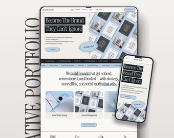 Blue Squarespace Template | Creative Agency & Virtual Assistant Portfolio – Soft Retro Design