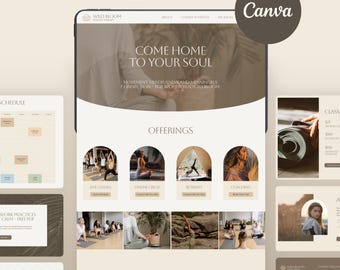 Canva Website Template for Yoga Coaches & Wellness Professionals One-Page incl. Logo Template - CREME