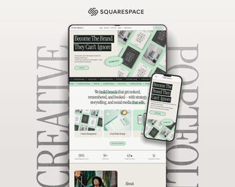 Green Squarespace Template | Creative Agency & Virtual Assistant Portfolio – Soft Retro Design
