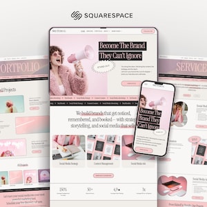 Bold Squarespace Template | Creative Agency & Virtual Assistant Portfolio – Soft Retro Design