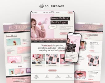 Bold Squarespace Template | Creative Agency & Virtual Assistant Portfolio – Soft Retro Design