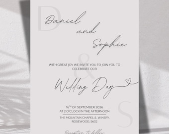 Minimal Wedding Celebration Invitation Simple Editable Digital Instant Download