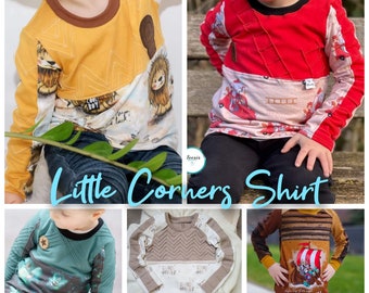 Little Corners Shirt eBook Schnittmuster Gr. 62 - 176 zum Selbstausdrucken (A4 A0 Beamer inkl Ebenen) ohne NZ - NNLCreative