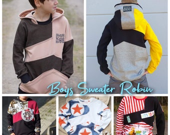 Boys Sweater Robin eBook Sweatshirt Schnittmuster Gr. 80 - 176 zum Selbstausdrucken (A4 A0 Beamer inkl Ebenen) ohne NZ - NNLCreative