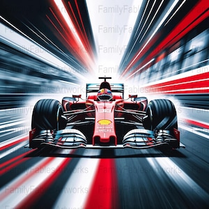 Formula 1 Racing Digital Art, Speeding Car Poster, Modern F1 Wall Decor, Formula One Fan Art, Motorsport Poster, F1 Poster