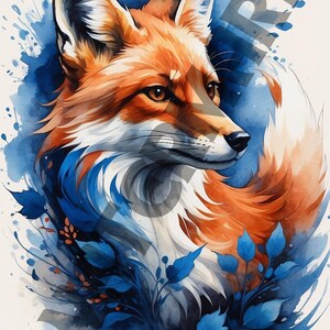 Fox Watercolor Art Print, Fox Wall Art, Digital Download, Animal Art Print, Woodland Decor, Instant Download, Home Decor, Printable Art