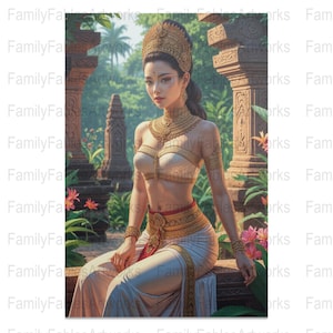Cambodian Art Print, Khmer Painting, Digital Download, Southeast Asia Art, Cultural Decor, Wall Art, Traditional Costume, Home Decor