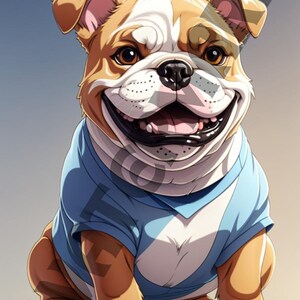 Cute Bulldog Art Print, Dog Lover Gift, Nursery Wall Decor, Digital Download, Animal Illustration, Kids Room Artwork