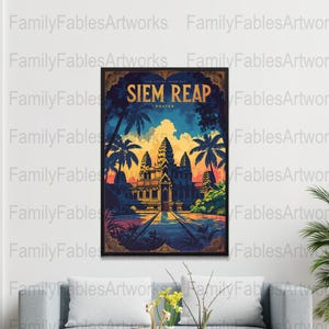 Siem Reap Cambodia Digital Print, Angkor Wat Wall Art, Travel Poster, Southeast Asia Art, Vintage Style, Home Decor, Printable Art