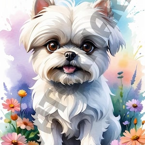 Whimsical Watercolor Affenpinscher, Floral Fantasy Art Illustration, Perfect Gift for Dog Lovers & Art Enthusiasts