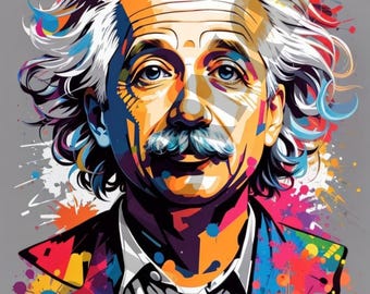 Colorful Graffiti Albert Einstein T-Shirt Design, Bold Street Art Style, Perfect Gift for Science Lovers & Urban Art Fans
