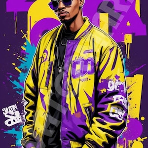 Urban Streetwear Kunstdruck, digitaler Download Poster, lebhaftes Hip Hop Graffiti Design, coole Rapper Illustration Wandkunst