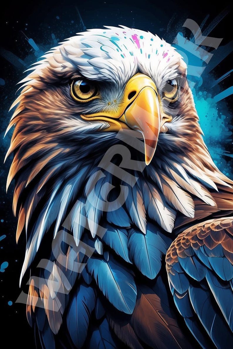 Bald Eagle Digital Art Print, Wildlife Illustration Download, Majestic ...