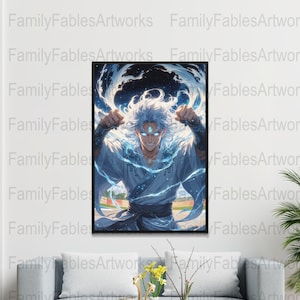 Mystical Anime Warrior Digital Art, Fantasy Magic Anime Poster, Powerful Sorcerer Printable Wall Decor, Anime Art Print