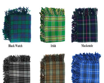 Handmade Traditional Scottish Highland Tartan Kilt FLY PLAID Size(48X48) with Stone Brooch.