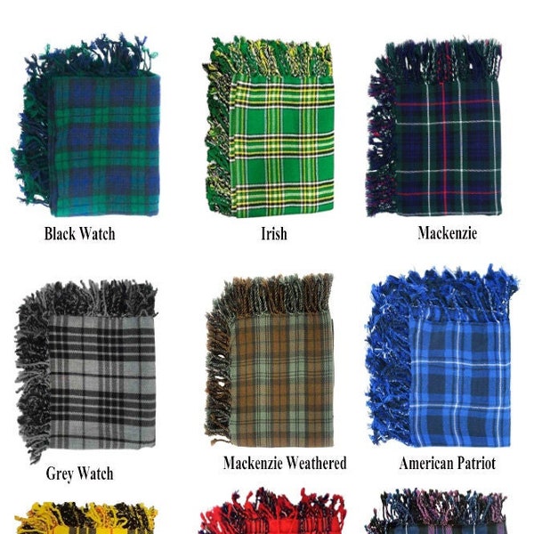 Kilt écossais traditionnel fait main en tartan des Highlands taille (48 x 48) avec broche en pierre.