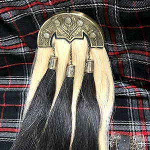 Antique Scottish Highland Sporran: Original Long Horse Hair with Chain Belt