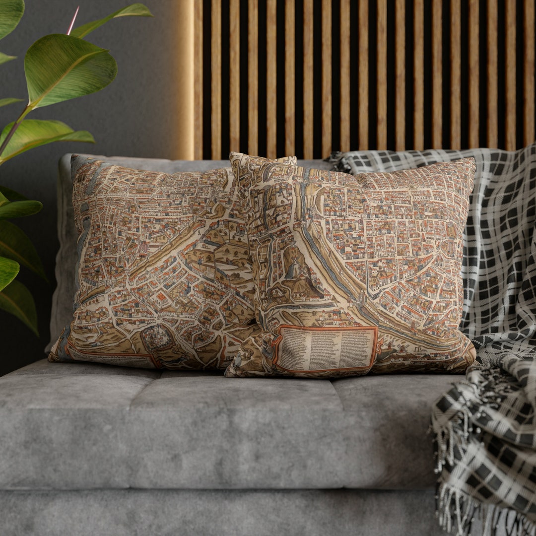 Plan of Paris 1980 by Truschet Et Hoyau Vintage Map Faux Suede Square