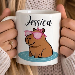 Caneca personalizada de capivara, presente engraçado de capivara para ela, caneca de café com nome de animal personalizado, amante de capivara, presente para namorada, mãe, irmã