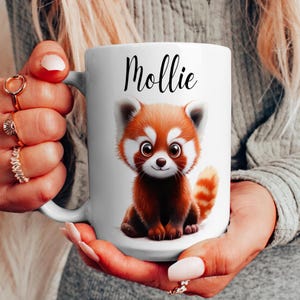 Cute Red Panda Mug, Custom Name Mug, Animal lover Gift, Personalised Gifts, Adorable Red Panda Cup, Gift for gf, Best Friend Present