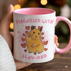 Slay DHD Mug, ADHD Humor, Hamster Design, Neurodivergent Gift, Funny Mental Health Mug