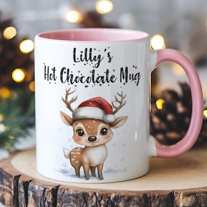 Personalised Hot Chocolate Mug, Stocking Filler, Christmas Hot Chocolate Mug, Reindeer, Polar Bear, Christmas Decor, Hot Chocolate Gift