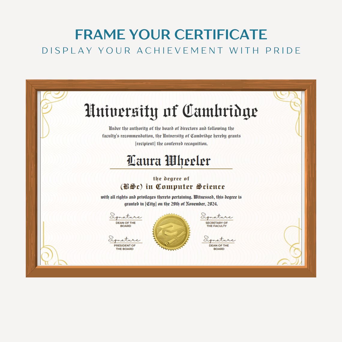 University Diploma Printable Certificate With Seal College Diploma
