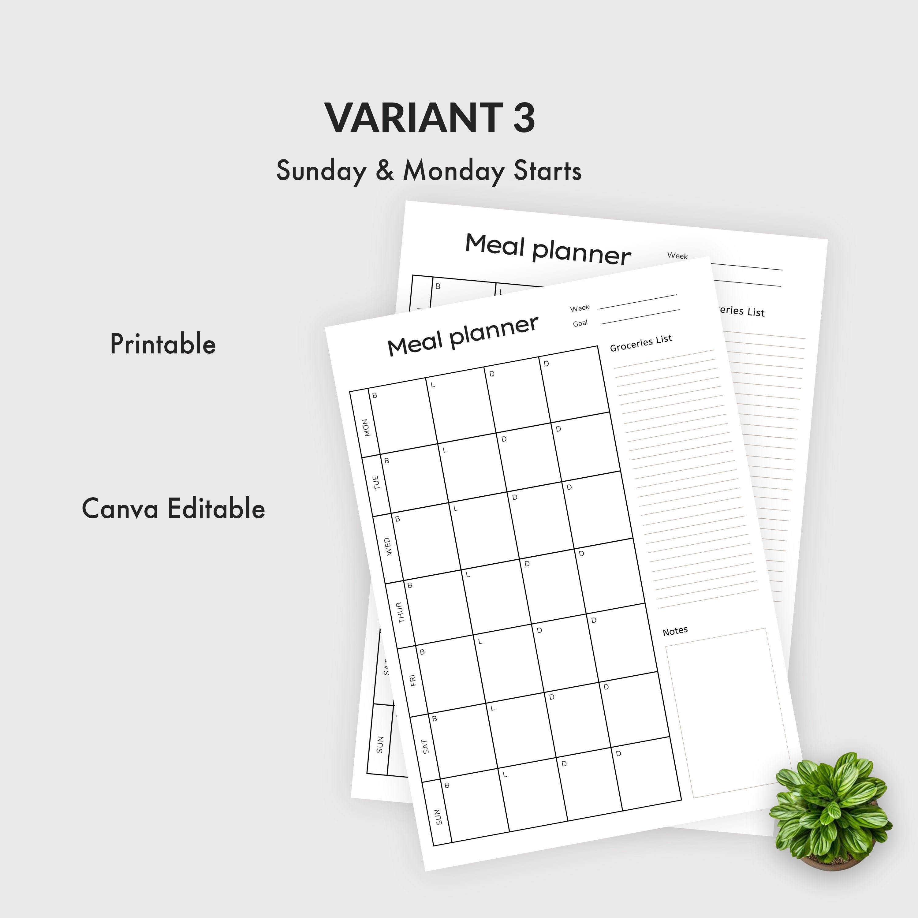 Meal Planner, Printable Meal Journal, Weekly Meal Planner, Meal Plan ...