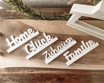Silikonform / Gießform Einschieber Schriftzug „Glück“ für Einschieberhaus große Variante / Einschieber/ Glück/ Raysin