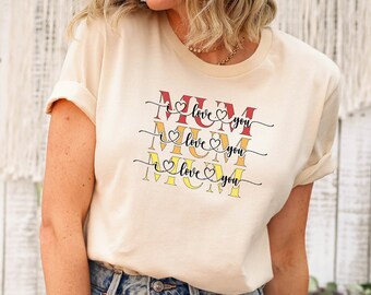 Mum Tshirt, I Love You Mum, Mama Tshirt, Mothers Day Tshirt, Mom Gift Tshirt, Hearts Tshirt, Mum Tee