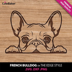 Suspicious French Bulldog Peeking Over Edge SVG, DXF, PNG. Frenchie Clipart Vector - For Cricut, Mugs and Tumblers, Vinyl Decals, T-shirts.