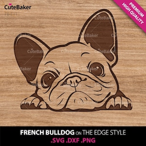 Playful French Bulldog Peeking Over Edge SVG, DXF, PNG. Frenchie Clipart Vector - For Cricut, Mugs and Tumblers, Vinyl Decals, and T-shirts.