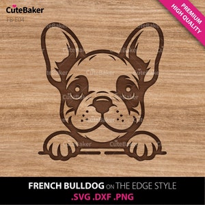 Smile French Bulldog Peeking Over Edge SVG, DXF, PNG. Frenchie Clipart Vector - For Cricut, Mugs and Tumblers, Vinyl Decals, and T-shirts.