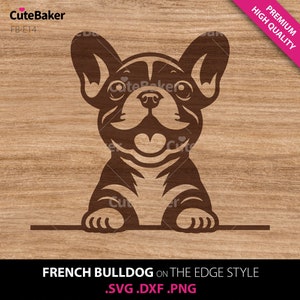 Speelse Franse Bulldog gluren over de rand SVG, DXF, PNG. Frenchie Clipart Vector - voor Cricut, mokken en bekers, vinylstickers en T-shirts.