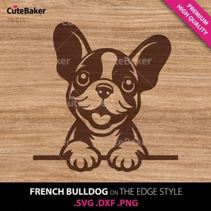 Playful French Bulldog Peeking Over Edge SVG, DXF, PNG. Frenchie Clipart Vector - For Cricut, Mugs and Tumblers, Vinyl Decals, and T-shirts.