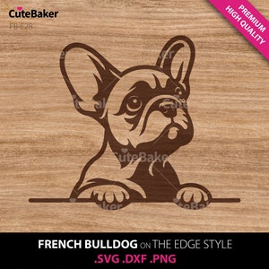 Staring French Bulldog Peeking Over Edge SVG, DXF, PNG. Frenchie Clipart Vector - For Cricut, Mugs and Tumblers, Vinyl Decals, and T-shirts.