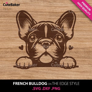 Verliefd Franse Bulldog gluren over de rand SVG, DXF, PNG. Frenchie Clipart Vector - voor Cricut, mokken en bekers, vinylstickers en T-shirts.