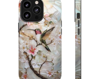 Telefoonhoesje Hummingbird Mozaïek: bloemdessin van gebrandschilderd glas