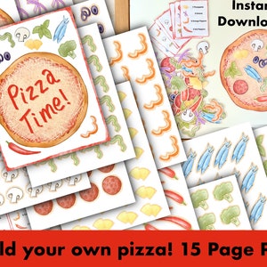 Pizza Time! Build Your Own Pizza Activity - Instant Download - 15 Page PDF - Preschool Printable