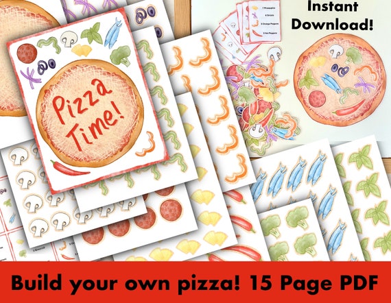 Pizza Time! Build Your Own Pizza Activity - Instant Download - 15 Page PDF - Preschool Printable