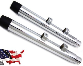 2-1/4" Chrome Black Tip Mufflers Harley Sportster 2014-2024 Forty Eight Roadster Muffler Set xl 883 1200 Seventy Two SuperLow Iron Low
