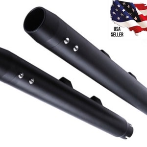 2-1/4&quot; Diameter Black Straight Muffler Set Harley Sportster 2014-2024 XL883 1200  Forty Eight Iron SuperLow Super Low Roadster Custom