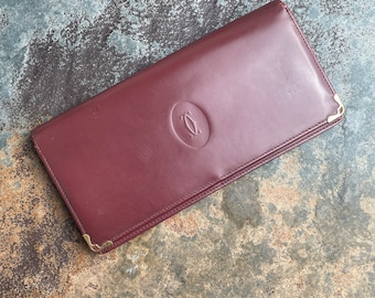 Cartier long Wallet Women's Authentic / Vintage Accessories Designer Luxury Gift for Her / Free Worldwide Shipping / Burgundy Leather Retro