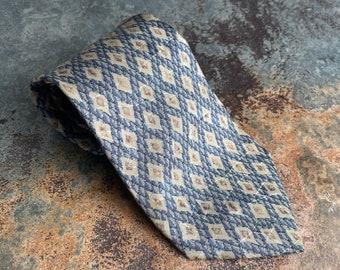 Vintage Nicole Blue Diamond Pattern Tie - Classic Men's Neckwear - Timeless Retro Elegance