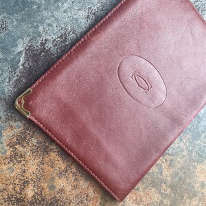 Cartier Card Wallet Women's Authentic / Vintage Accessories Designer Luxury Gift for Her / Free Worldwide Shipping / Burgundy Leather Retro image 5
