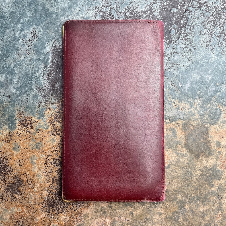 Cartier Card Wallet Women's Authentic / Vintage Accessories Designer Luxury Gift for Her / Free Worldwide Shipping / Burgundy Leather Retro image 2