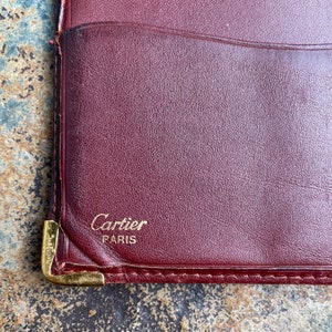 Cartier Card Wallet Women's Authentic / Vintage Accessories Designer Luxury Gift for Her / Free Worldwide Shipping / Burgundy Leather Retro image 6