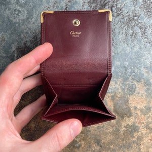 Cartier-Geldbeutel für Damen, authentisch, Vintage-Accessoires, Designer-Luxusgeschenk für Sie, kostenloser weltweiter Versand, burgunderfarbenes Leder im Retro-Stil Bild 7