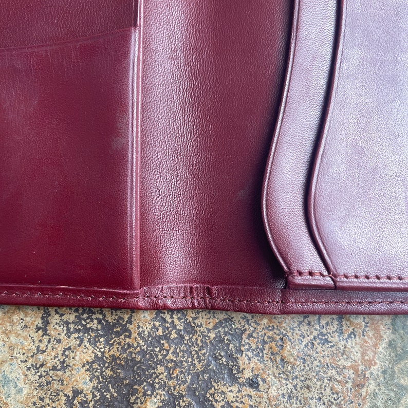 Cartier Card Wallet Women's Authentic / Vintage Accessories Designer Luxury Gift for Her / Free Worldwide Shipping / Burgundy Leather Retro image 6